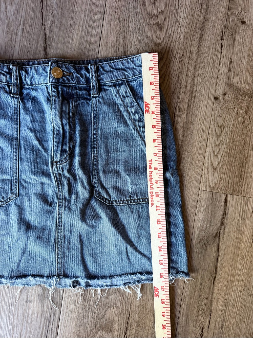KUT from the Kloth Distressed Light Blue Denim Mini Skirt - Picture 3 of 7